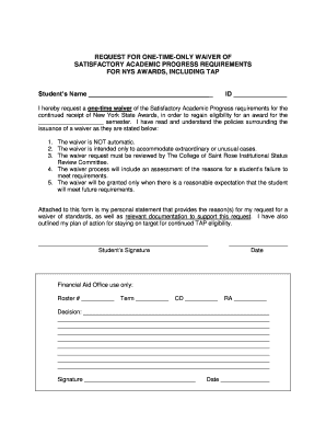 Request for Waiver of Academic Progress Requirements
