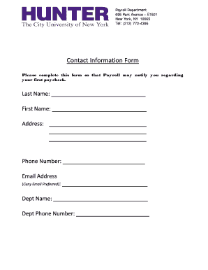 Payroll Contact Information Form