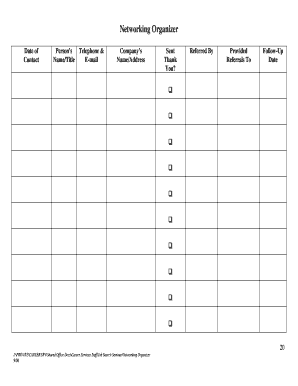 Networking Organizer Form