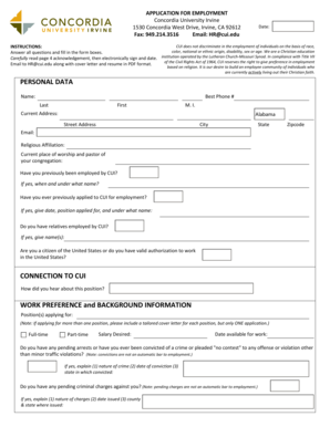 Concordia University Employment Application