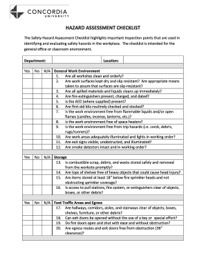 Safety Hazard Assessment Checklist