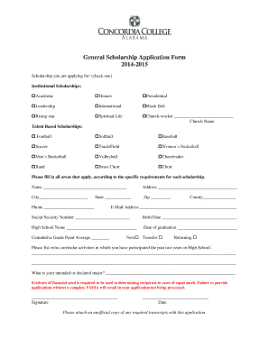 General Scholarship Application Form
