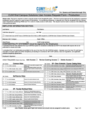 CUNYfirst Campus Solutions User Access Request Form