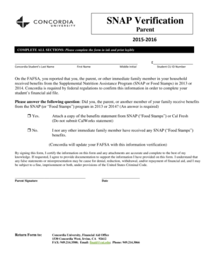 SNAP Verification Form