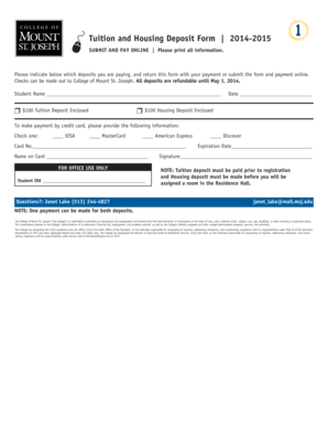 Tuition and Housing Deposit Form