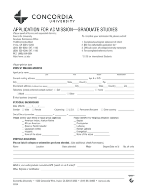 Graduate Studies Application Form