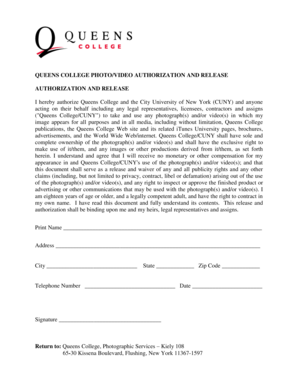 Queens College Photo/Video Authorization and Release