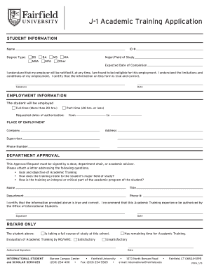 J-1 Academic Training Application