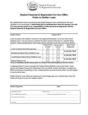 Notice to Decline Loans
