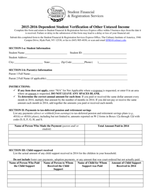 Dependent Student Verification of Other Untaxed Income