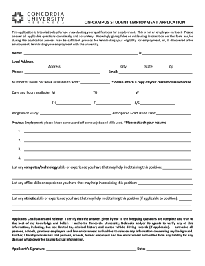 On-Campus Student Employment Application
