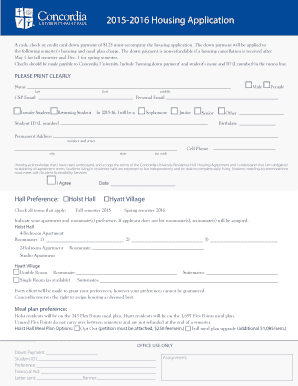 Concordia University Housing Application