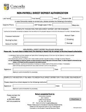 Non-Payroll Direct Deposit Authorization