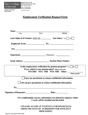 Employment Verification Request Form