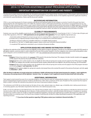 Virginia Tuition Assistance Grant Application