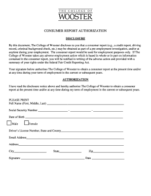 Consumer Report Authorization Form