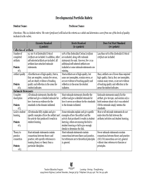 Developmental Portfolio Rubric
