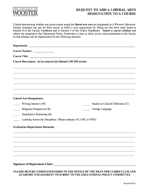Liberal Arts Course Designation Request Form