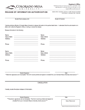 Release of Information Authorization