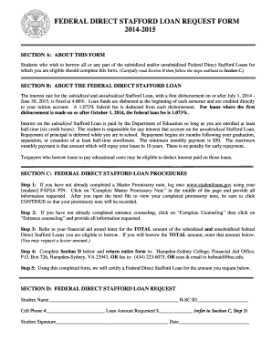 Federal Direct Stafford Loan Request Form