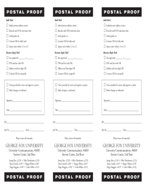 USPS Bulk Mail Proof Form