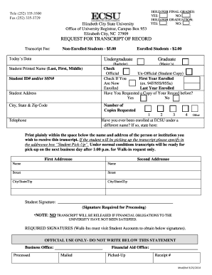 Request for Transcript of Record