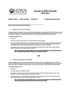 SNAP Benefits Receipt Form
