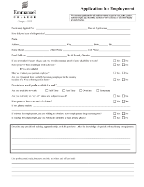 Employment Application Form