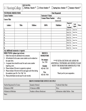 Textbook Order Form