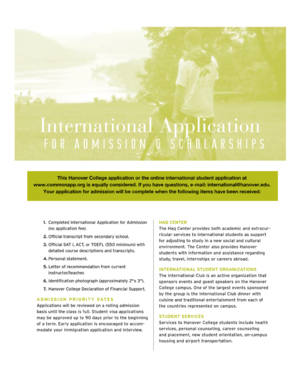 Hanover College Application for Admission