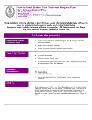 International Student Visa Document Request Form