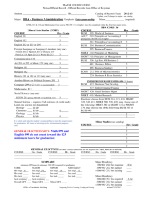 BBA Major Course Guide