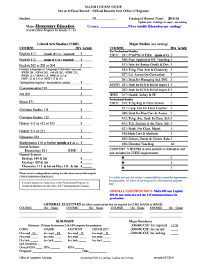 Elementary Education Major Course Guide