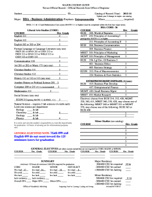 BBA Major Course Guide