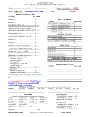 Biology Major Course Guide