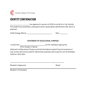 Student Identity Confirmation Form