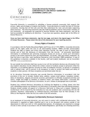 Concordia University Privacy Guidelines Agreement