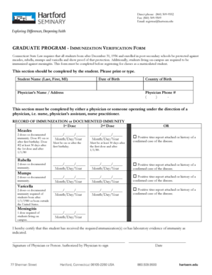 Connecticut Immunization Verification Form