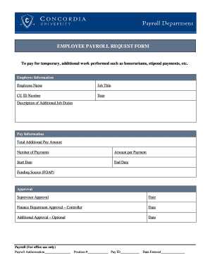 Employee Payroll Request Form