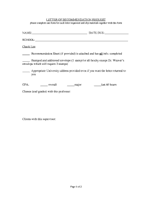 Letter of Recommendation Request Form