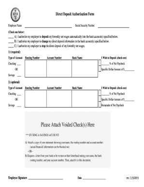 Direct Deposit Authorization Form