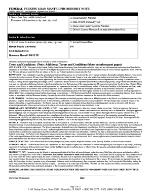 Federal Perkins Loan Master Promissory Note