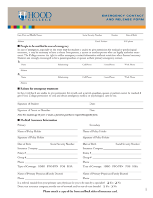 Emergency Contact and Release Form