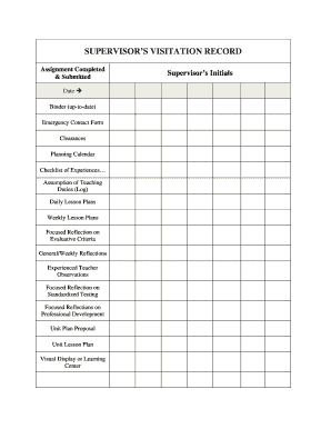 Supervisor’s Visitation Record
