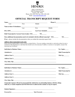 Official Transcript Request Form