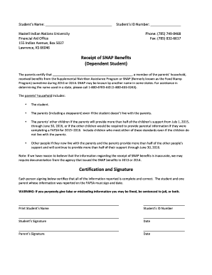SNAP Benefits Certification Form