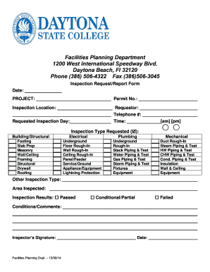 Inspection Request Report Form