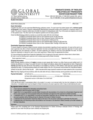 Bible Theology Prerequisite Waiver Exam Request Form