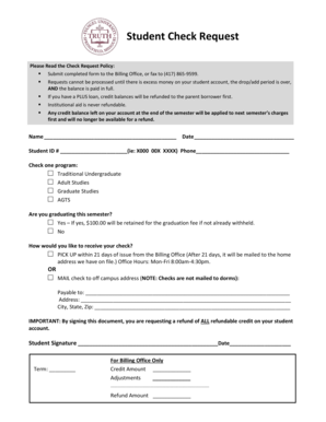 Student Check Request Form