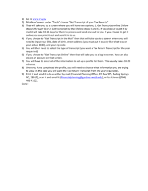 IRS Tax Return Transcript Request Instructions